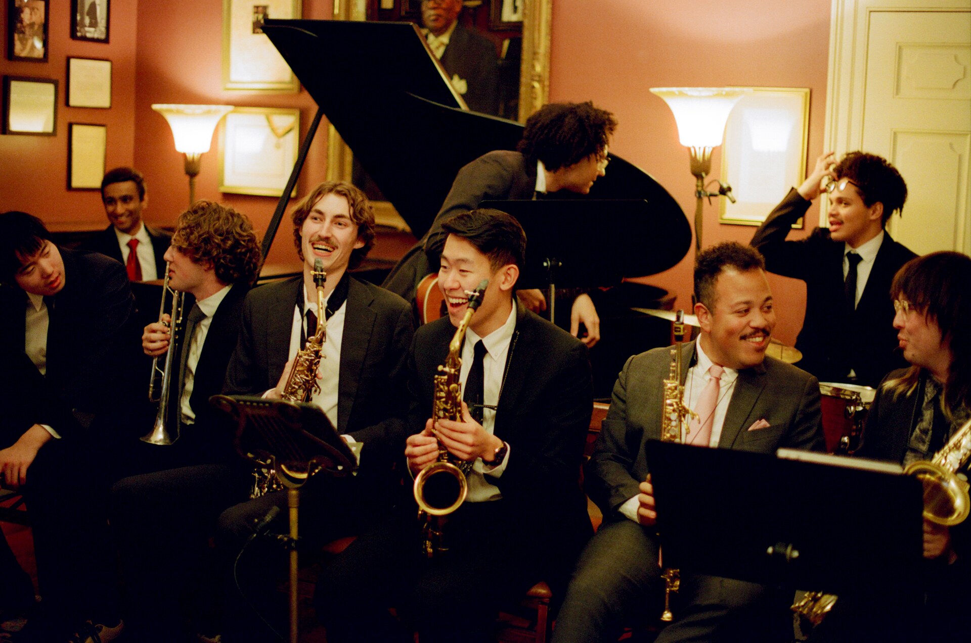 Jazz ensemble performing inside the Signet Society during Midnight in the Hive filming.