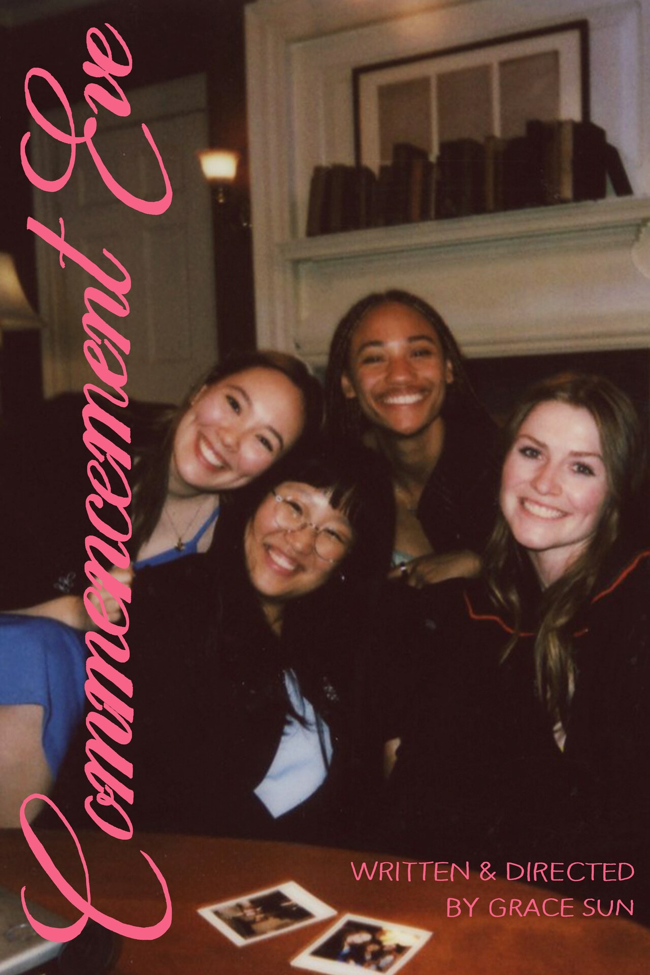Commencement Eve poster showing four friends in the Signet Library.
