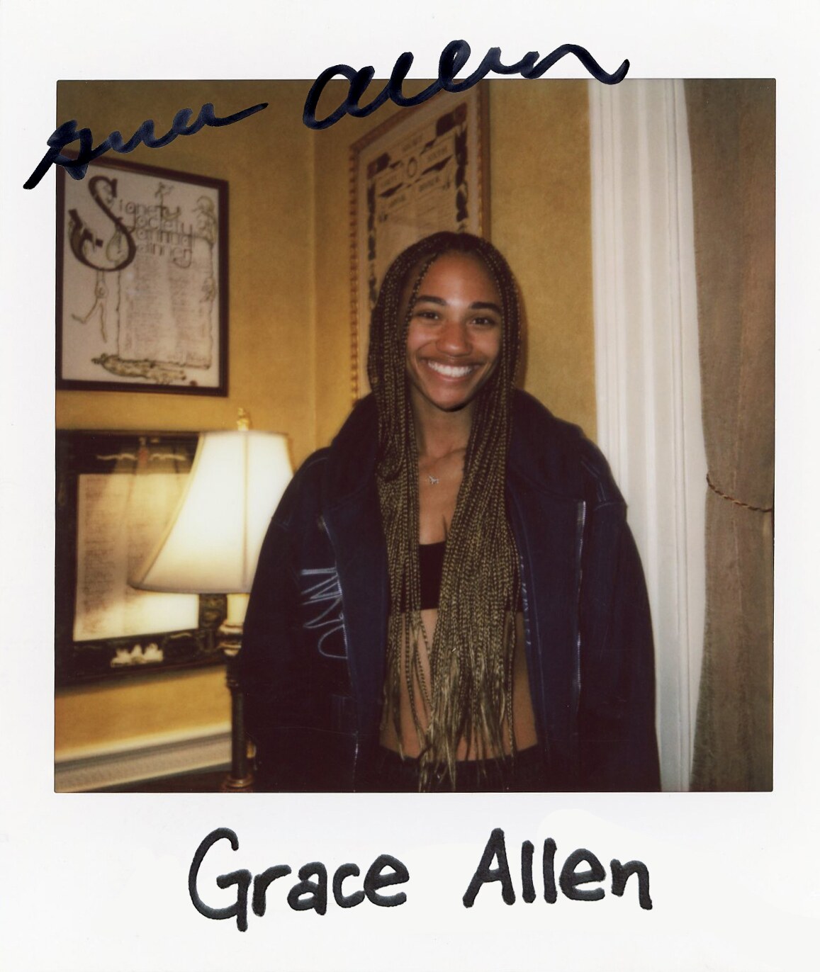 Signed cast Polaroid portrait of Grace Allen.