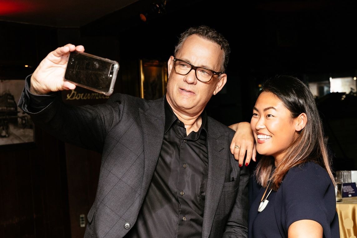 Grace Sunny Sun with Tom Hanks at a screening.